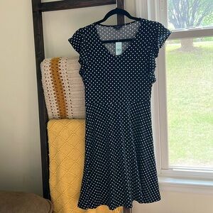 Navy and white Ann Taylor Polka dot dress - NWT